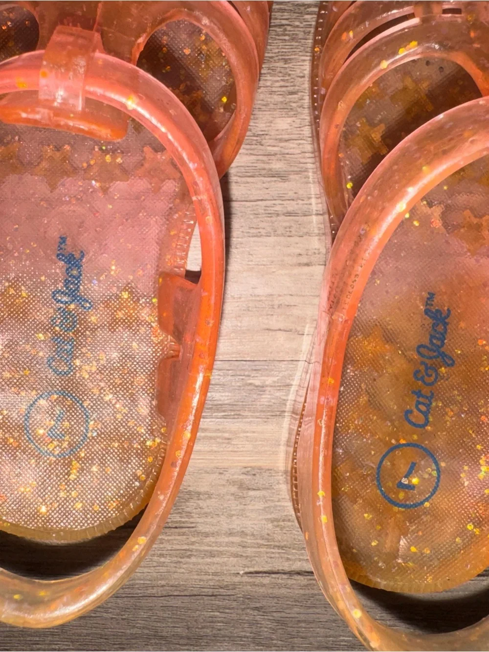 Kids Glitter Jelly Sandals - Pink/Orange